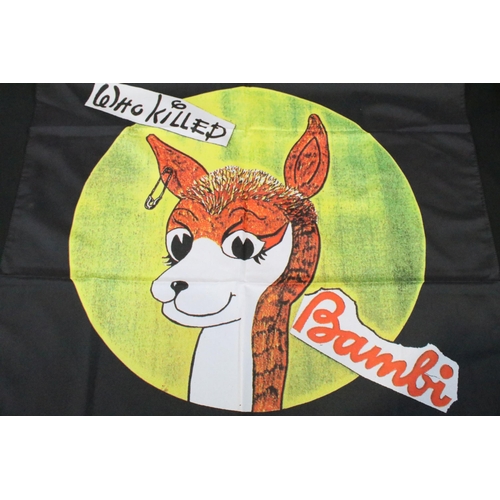 48 - Memorabilia - The Sex Pistols - 'Who Killed Bambi’ fabric silk style flag with Jamie Reid designed p... 