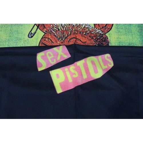 48 - Memorabilia - The Sex Pistols - 'Who Killed Bambi’ fabric silk style flag with Jamie Reid designed p... 