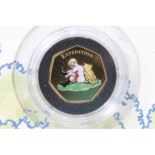 244 - A Bradford Exchange Winnie the Pooh 50p coin set to include three solid 24ct gold examples with colo... 