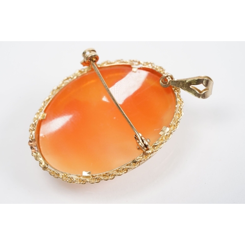 53 - Group of cameo jewellery to include yellow metal and carved shell cameo pendant (partial hallmark to... 