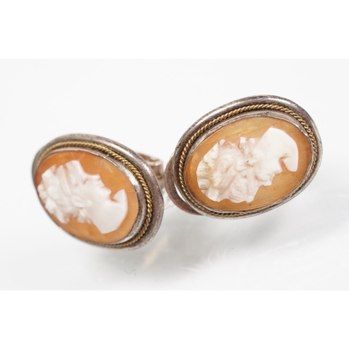 53 - Group of cameo jewellery to include yellow metal and carved shell cameo pendant (partial hallmark to... 
