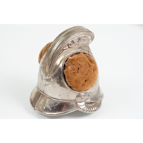 56 - Set of Arts and Crafts dress studs being set with ceramic blue cabochons (gold plated unmarked) toge... 