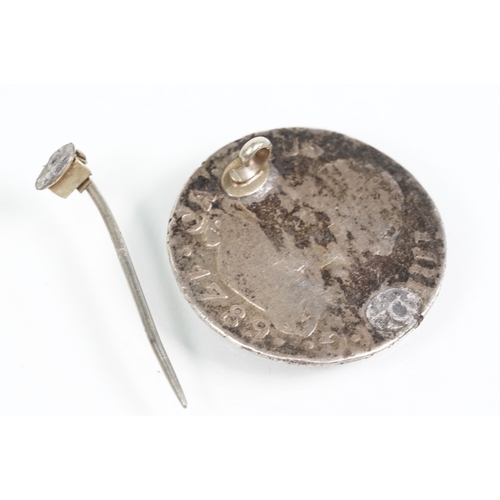 56 - Set of Arts and Crafts dress studs being set with ceramic blue cabochons (gold plated unmarked) toge... 