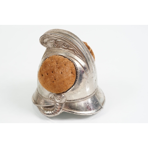 56 - Set of Arts and Crafts dress studs being set with ceramic blue cabochons (gold plated unmarked) toge... 