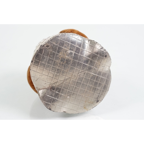 56 - Set of Arts and Crafts dress studs being set with ceramic blue cabochons (gold plated unmarked) toge... 