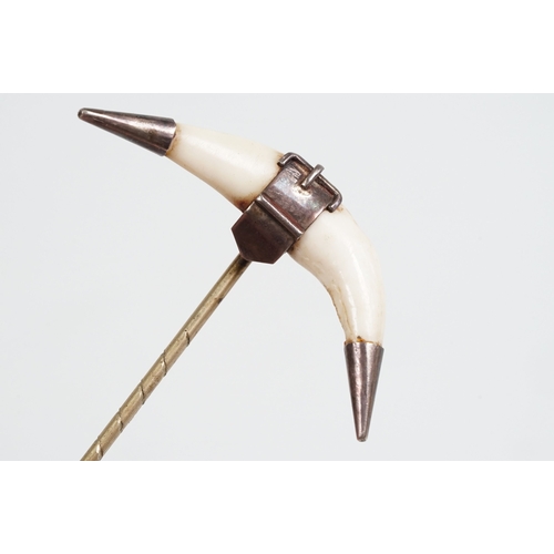 56 - Set of Arts and Crafts dress studs being set with ceramic blue cabochons (gold plated unmarked) toge... 