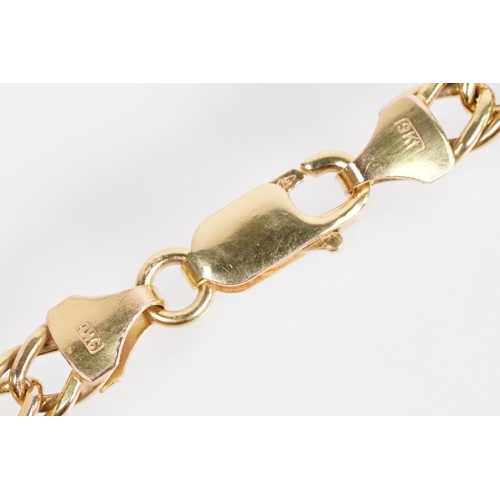 155 - 9ct gold flat curb link necklace chain with spring ring clasp. Hallmarked Birmingham 1993. Measures ... 