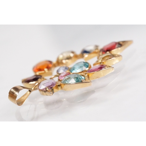 171 - Vintage multi gem pendant, being set with a selection of faceted gems including almandine garnet, he... 