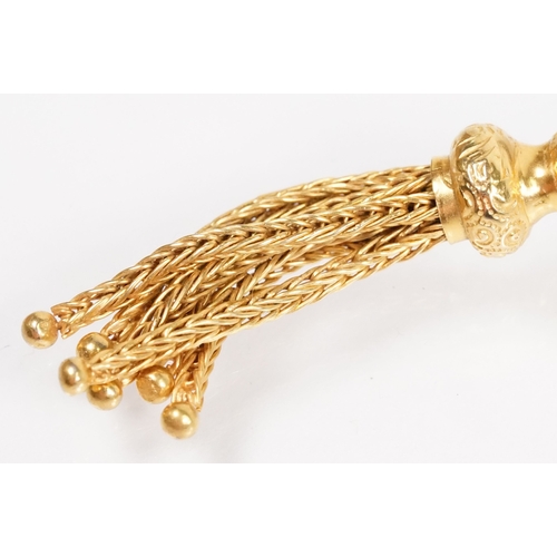 34 - Pair of 19th Century Victorian yellow metal tassel earrings with hook fastenings. Marked 9ct to hook... 