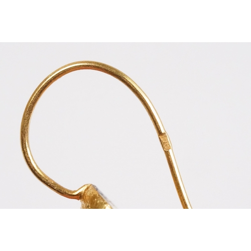 34 - Pair of 19th Century Victorian yellow metal tassel earrings with hook fastenings. Marked 9ct to hook... 