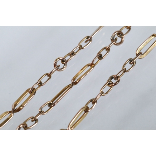152 - 9ct gold flat link necklace chain with oval links and a hook clasp (marked 9ct). Measures 17 inches.