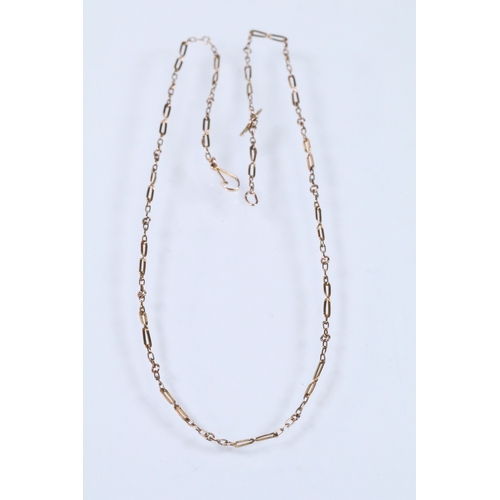 152 - 9ct gold flat link necklace chain with oval links and a hook clasp (marked 9ct). Measures 17 inches.