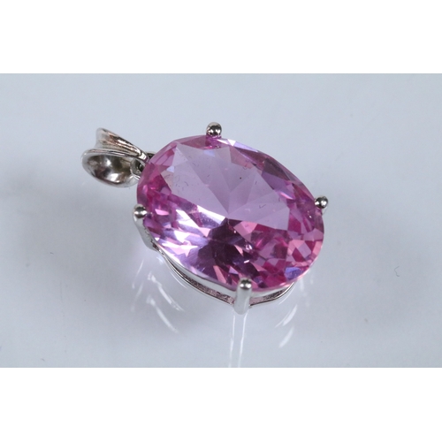 178 - Silver and amethyst pendant necklace having a toggle clasp, together with a silver and synthetic pin... 