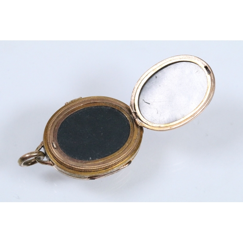 59 - 9ct gold bow brooch with pendant bale with engraved details (hallmarked Birmingham 1970), together w... 