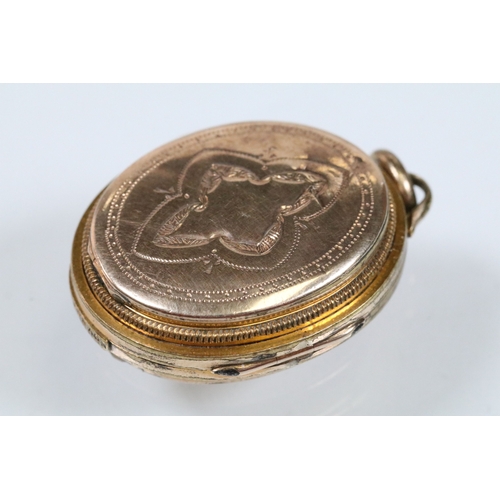 59 - 9ct gold bow brooch with pendant bale with engraved details (hallmarked Birmingham 1970), together w... 