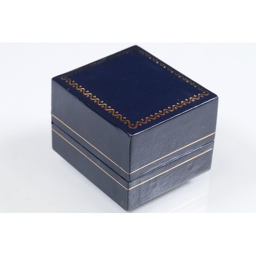 17 - 18ct gold, sapphire and diamond ring being set with three round cut blue sapphires with four diamond... 