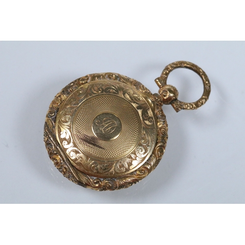 140 - Two 19th Century gold plated lockets to include an engine turned and engraved locket with woven hair... 