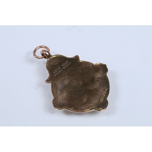 134 - Two 9ct gold and enamel sporting medals to include a Derbyshire Football Association runners up meda... 