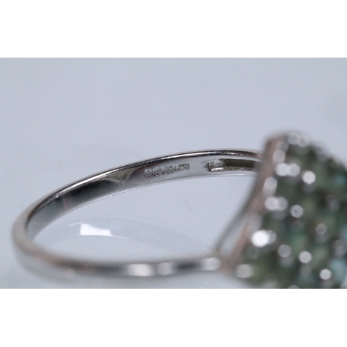 164 - 9ct white gold alexandrite cluster ring set with a diamond shaped cluster of round cut alexandrite s... 