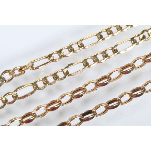 123 - 9ct gold oval link chain necklace with spring ring clasp (hallmarked Sheffield), together with a sil... 