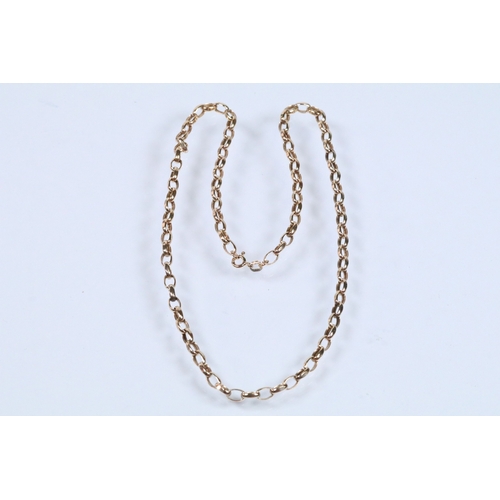 123 - 9ct gold oval link chain necklace with spring ring clasp (hallmarked Sheffield), together with a sil... 