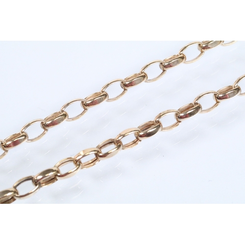 123 - 9ct gold oval link chain necklace with spring ring clasp (hallmarked Sheffield), together with a sil... 