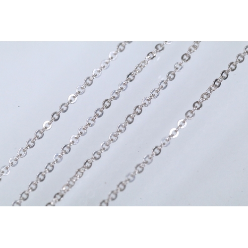 127 - 18ct white gold and diamond pendant necklace. The pendant of crossover form set with five round bril... 