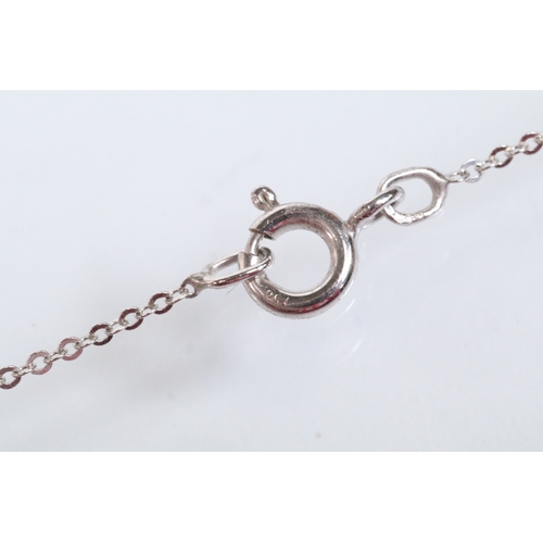 127 - 18ct white gold and diamond pendant necklace. The pendant of crossover form set with five round bril... 