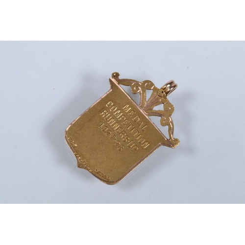 134 - Two 9ct gold and enamel sporting medals to include a Derbyshire Football Association runners up meda... 