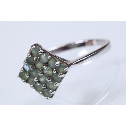 164 - 9ct white gold alexandrite cluster ring set with a diamond shaped cluster of round cut alexandrite s... 