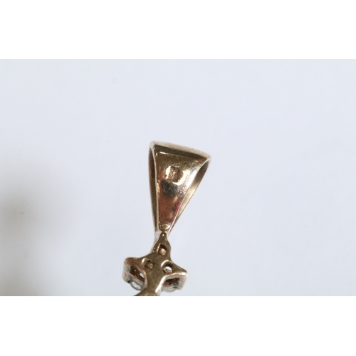 166 - 9ct gold and topaz pendant set with a square step cut topaz in a prong setting. Pendant hallmarked 9... 