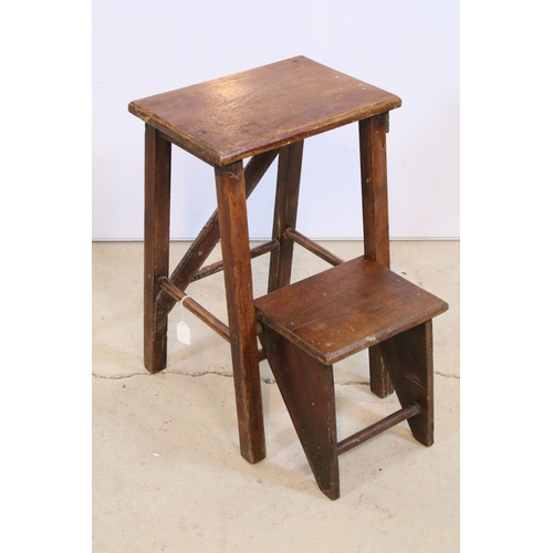 Early to mid 20th century wooden metamorphic library step /stool, 55cm ...