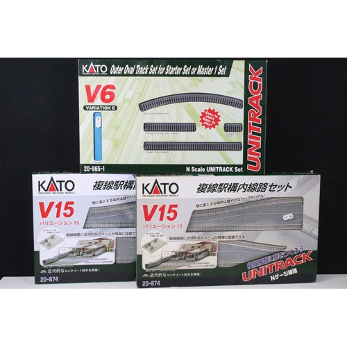 Six boxed Kato N gauge Unitrack sets to include V15 20-874, V6 20-865-1 ...