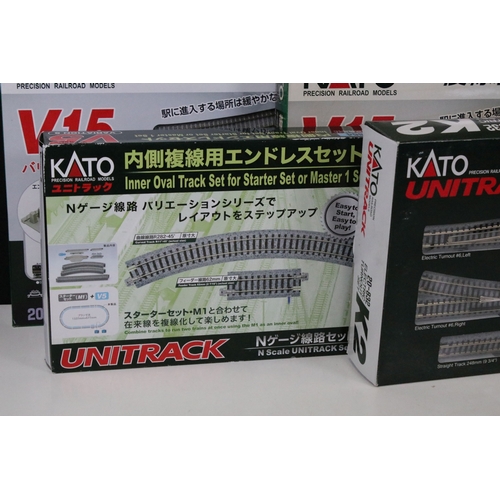 Six boxed Kato N gauge Unitrack sets to include V15 20-874, V6 20-865-1 ...