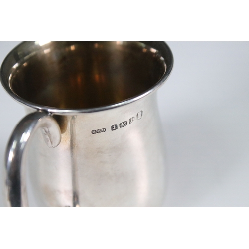 230 - A fully hallmarked sterling silver cup / tankard, stands approx 70mm in height, maker marked HCD for... 