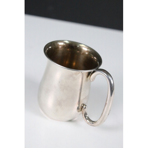 230 - A fully hallmarked sterling silver cup / tankard, stands approx 70mm in height, maker marked HCD for... 