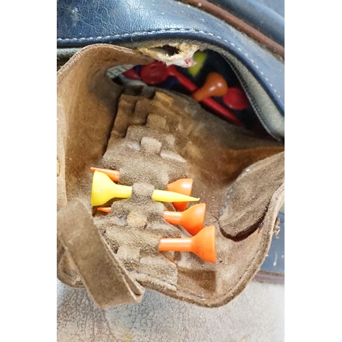 506 - Collection of golf clubs, to comprise examples by Petron, Dunlop, etc. contained within two leather ... 