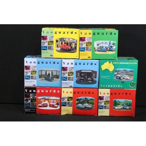 137 - Ten boxed Vanguards diecast model diorama sets to include GD1002 Morris Minor Van & Mini Van Royal M... 