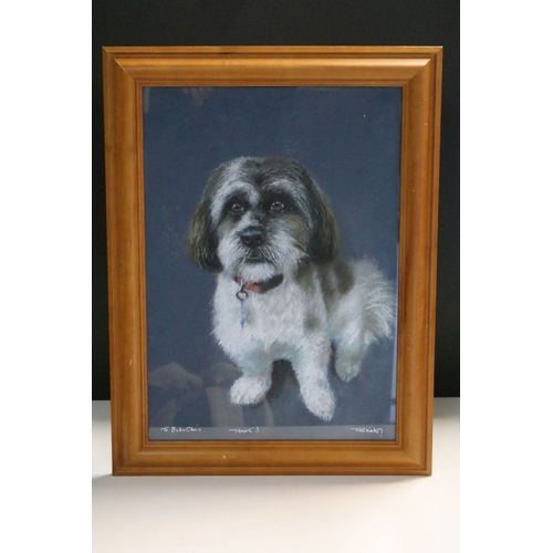 495 - Joel Kirk (b. 1948) a pastel portrait of a terrier, inscribed 'To Bob & Chris, Thanks', signed to lo... 