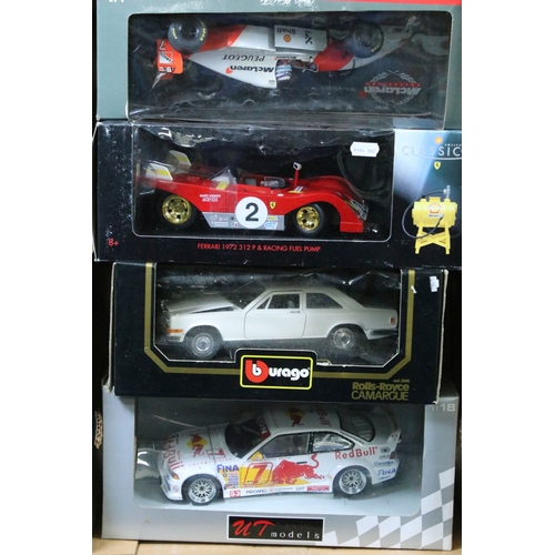 215 - Seven boxed 1/18 scale diecast models to include Mattel Hot Wheels Racing Michael Schumacher 2001 Wo... 