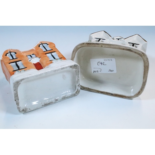 21 - Group of 19th century and later figurines and models to include Toby cruet set, Sitzendorf Grenadier... 