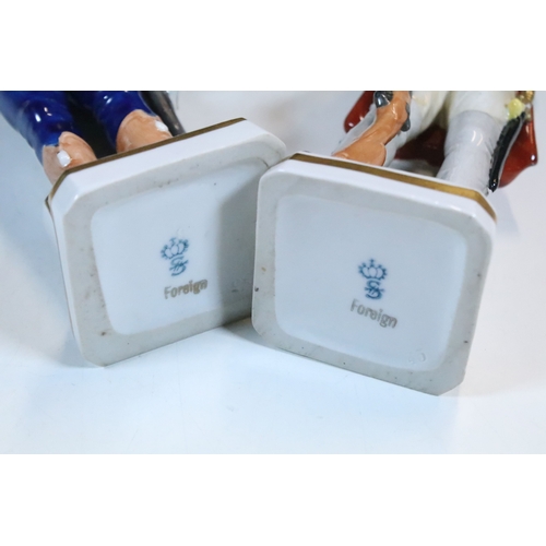 21 - Group of 19th century and later figurines and models to include Toby cruet set, Sitzendorf Grenadier... 