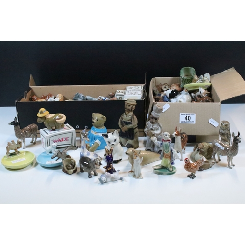40 - Large selection of Wade and other assorted ceramic figurines to include Bear Ambition and Whimsies e... 