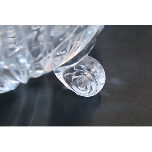 50 - Large crystal glass centre fruit bowl on three scrolled feet together with a four piece crystal glas... 