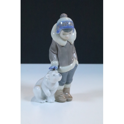 52 - Group of six Lladro porcelain figurines to include 'girl with polar bear', 'girl with pig', 'girl wi... 