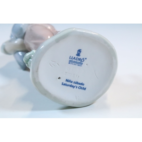 52 - Group of six Lladro porcelain figurines to include 'girl with polar bear', 'girl with pig', 'girl wi... 