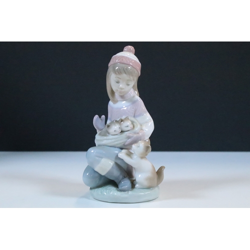 52 - Group of six Lladro porcelain figurines to include 'girl with polar bear', 'girl with pig', 'girl wi... 