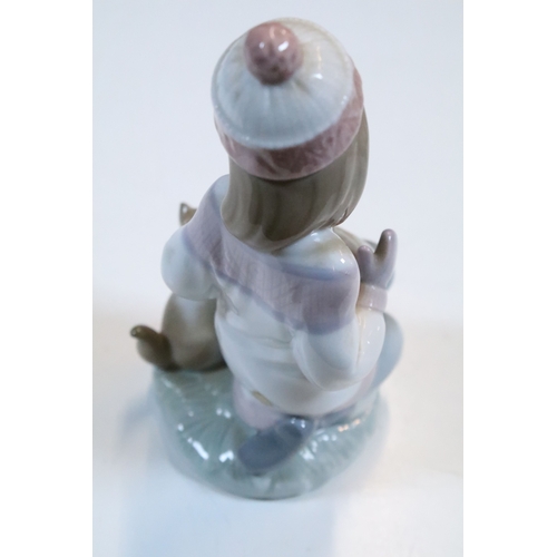 52 - Group of six Lladro porcelain figurines to include 'girl with polar bear', 'girl with pig', 'girl wi... 