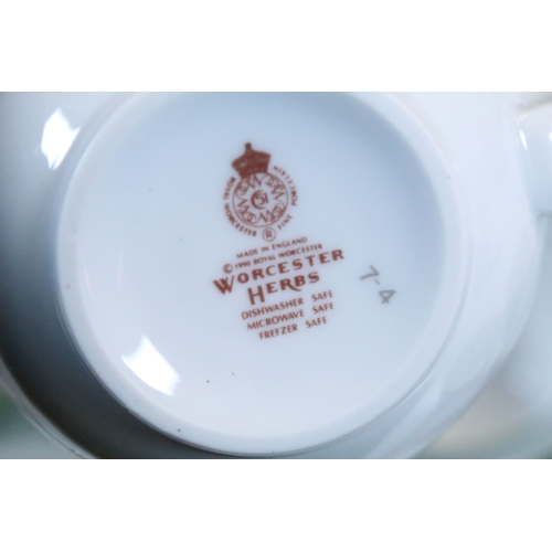 53 - Quantity of Royal Worcester 'Worcester Herbs' pattern part tea set to include cups, saucers, teapot,... 