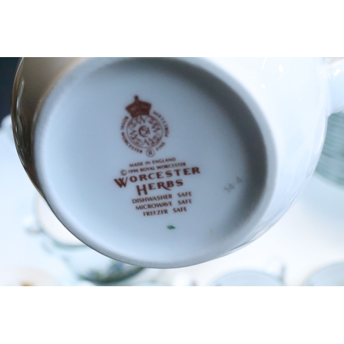 53 - Quantity of Royal Worcester 'Worcester Herbs' pattern part tea set to include cups, saucers, teapot,... 